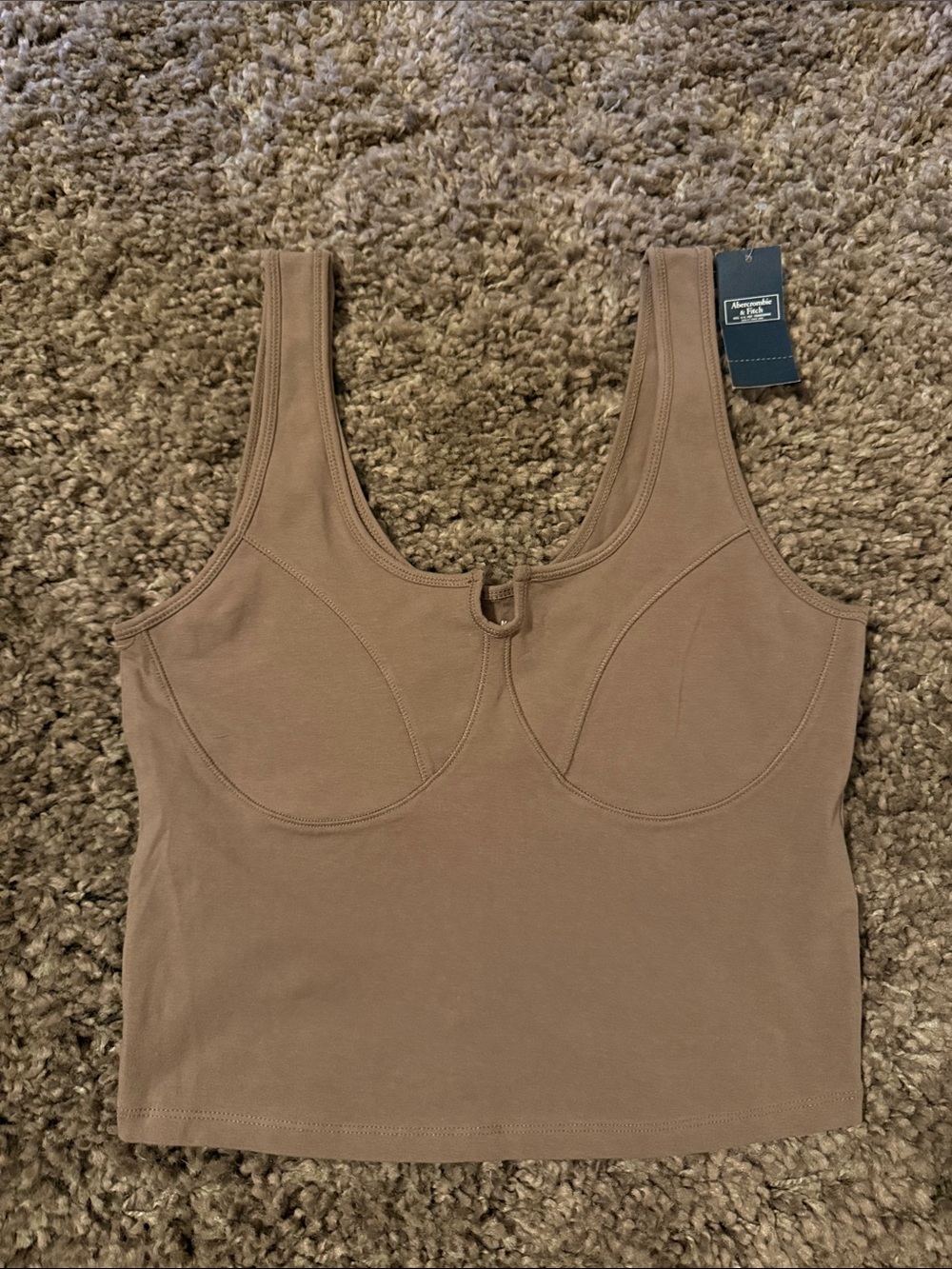 Abercrombie & Fitch Taupe Scoop Neck Crop Tank